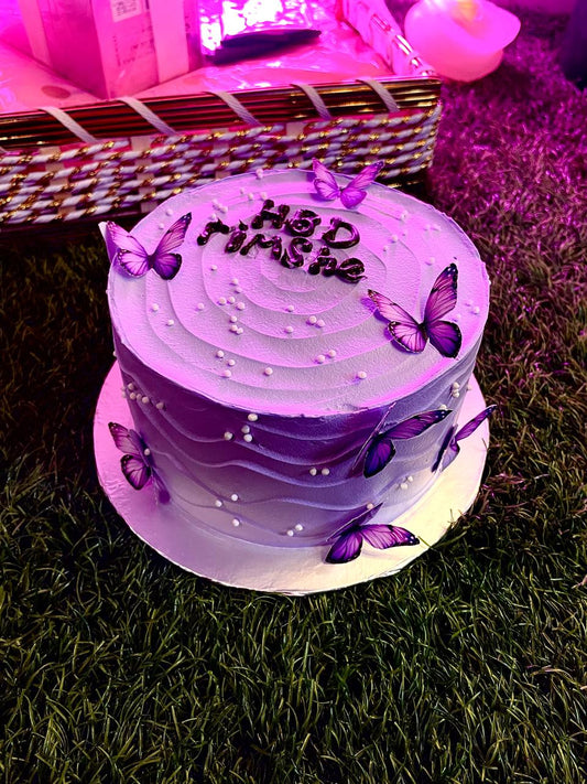 purple theme cake